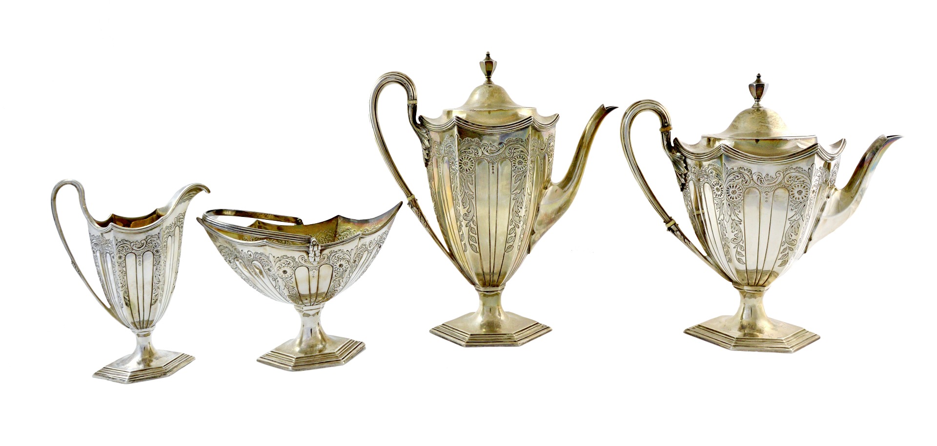 Appraisal: An Edwardian four piece silver tea and coffee service Elkington