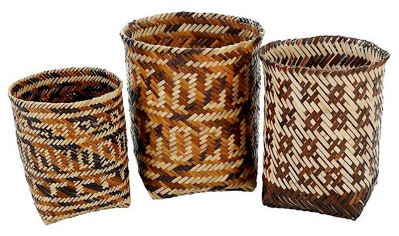 Appraisal: Three Cherokee Double Weave Miniature Baskets Qualla Boundary North Carolina