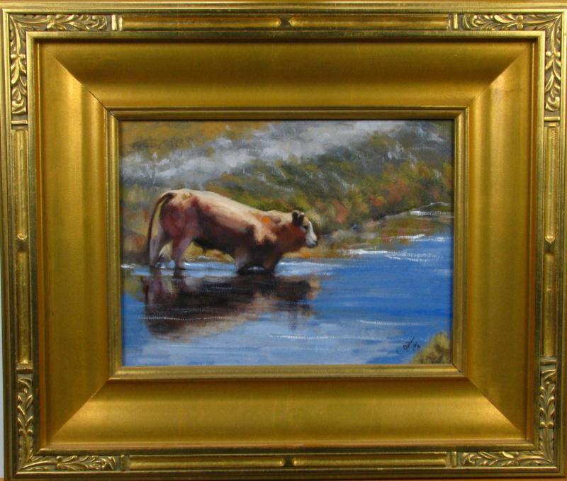 Appraisal: Unclearly Signed Active Calif x Oil on Linen signed lower