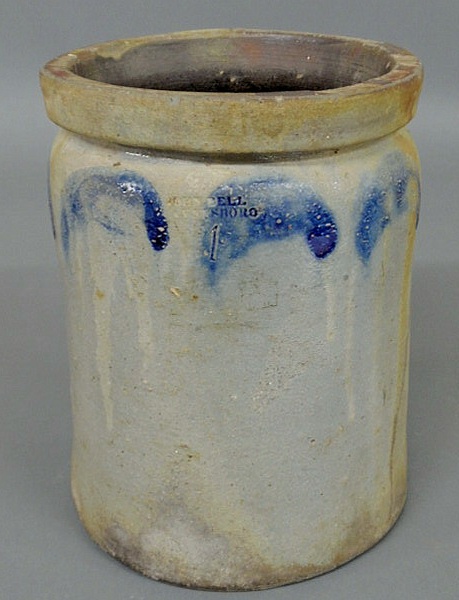 Appraisal: One-gallon stoneware jar with blue decoration signed John Bell Waynesboro