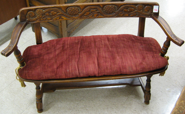 Appraisal: CARVED FEUDAL OAK SETTEE attributed to Jamestown Furniture Jamestown New