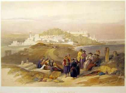 Appraisal: piece Hand-Colored Lithograph Roberts David after Jaffa Looking South London