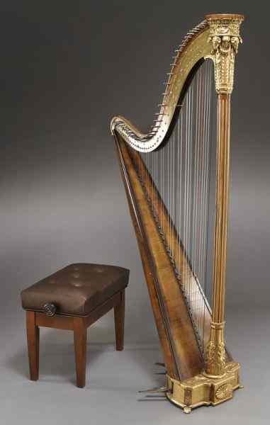 Appraisal: English parcel-gilt wood harp by Barry of London having a