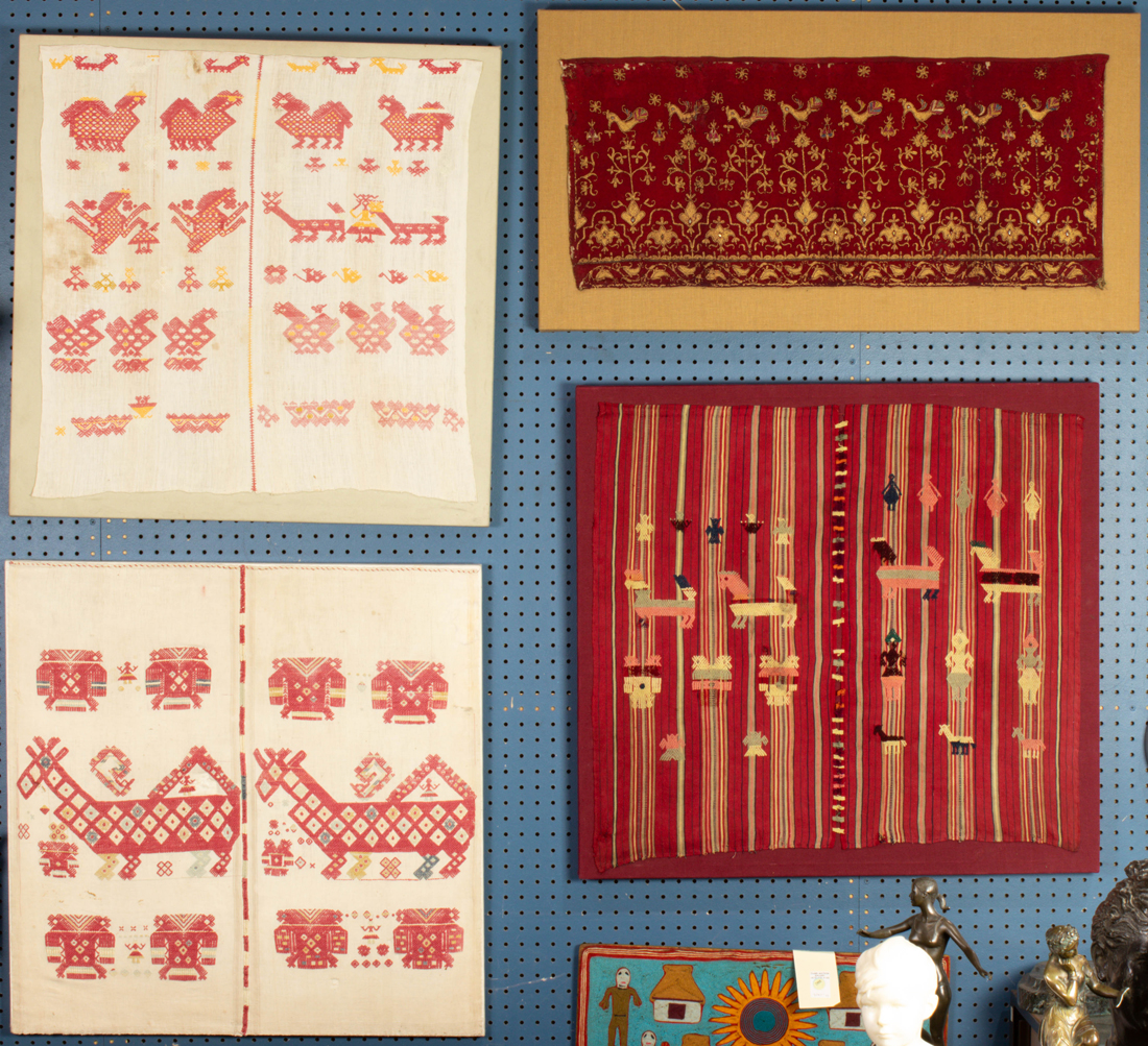 Appraisal: Lot of Ethnic textiles now mounted including Guatamalan headcloths and