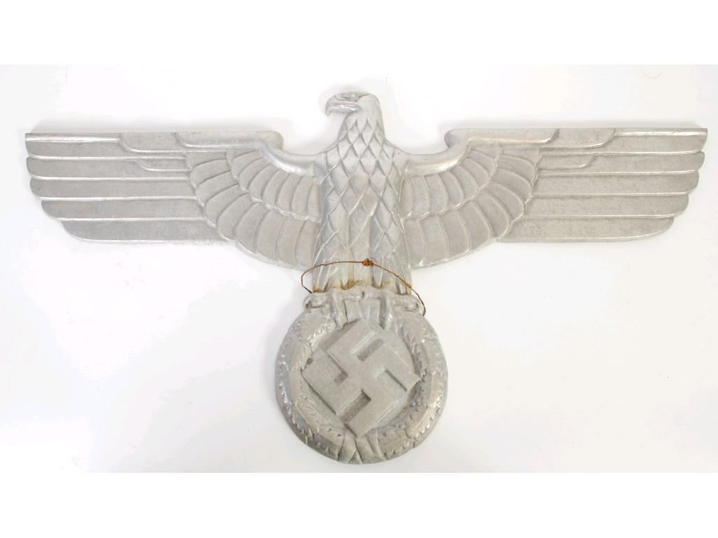 Appraisal: LARGE ALUMINIUM THIRD REICH NATIONAL SYMBOL with cm wingspan Provenance