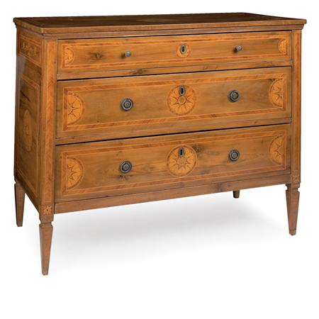 Appraisal: Northern Italian Neoclassical Walnut Tulipwood and Marquetry Commode Estimate -