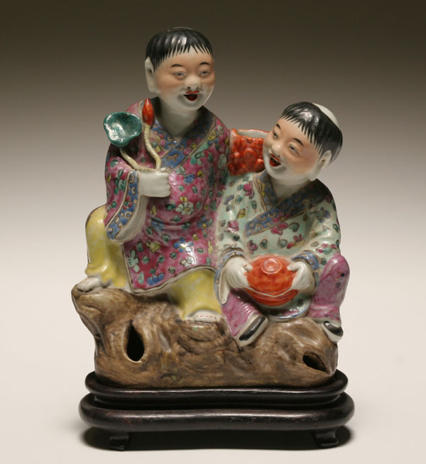 Appraisal: Chinese hand painted porcelain figural grouping of two young boys