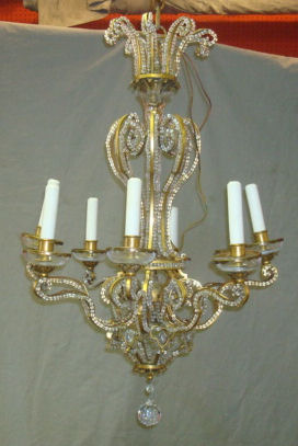 Appraisal: Bronze beaded -arm chandelier Superb quality Dimensions diameter x long