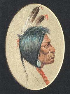 Appraisal: Untitled Indian Head Portrait by Olaf Wieghorst Olaf Wieghorst -