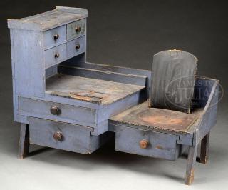 Appraisal: FINE AND UNUSUAL COBBLER'S BENCH IN BLUE PAINT FINE AND