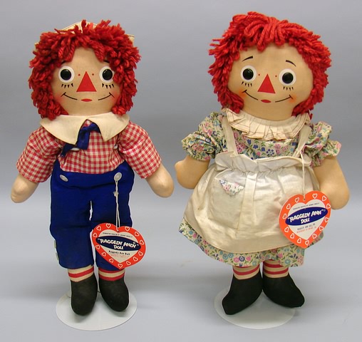 Appraisal: Pair of Knickerbocker Raggedy Ann and Andy dolls Dolls have