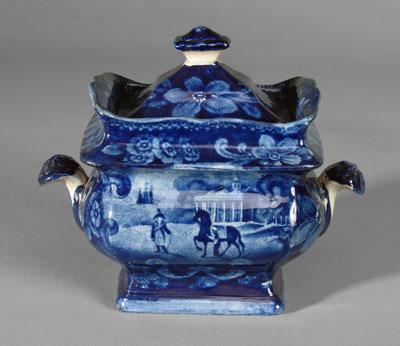 Appraisal: Historic blue lidded sugar bowl blue-printed mark on base Mount