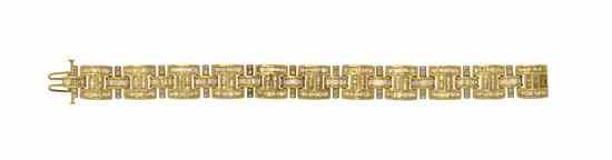 Appraisal: A Karat Yellow Gold and Diamond Bracelet containing numerous baguette