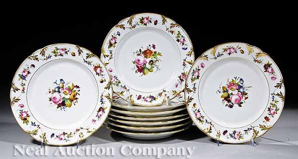 Appraisal: A Set of Nine Paris Porcelain Polychrome and Gilt Decorated