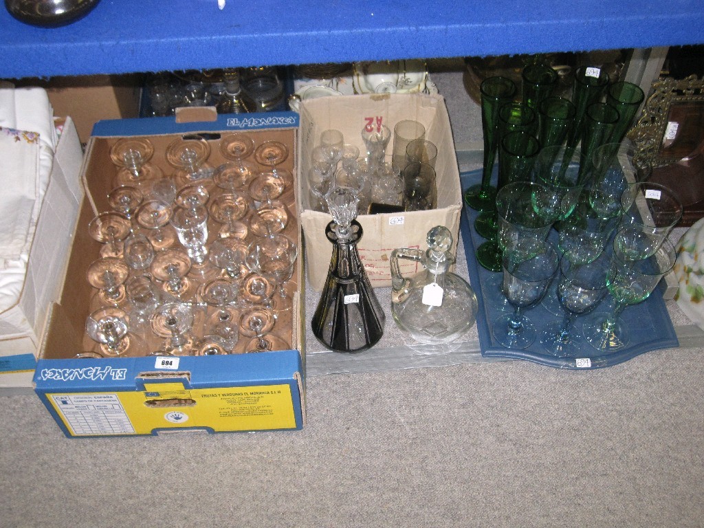 Appraisal: Lot comprising two boxes and a tray of assorted glassware