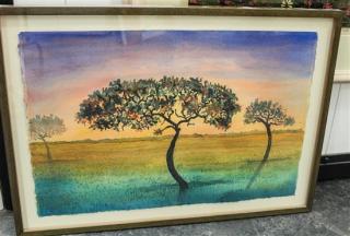 Appraisal: Artist Unknown th century Trees in Field watercolor x inches