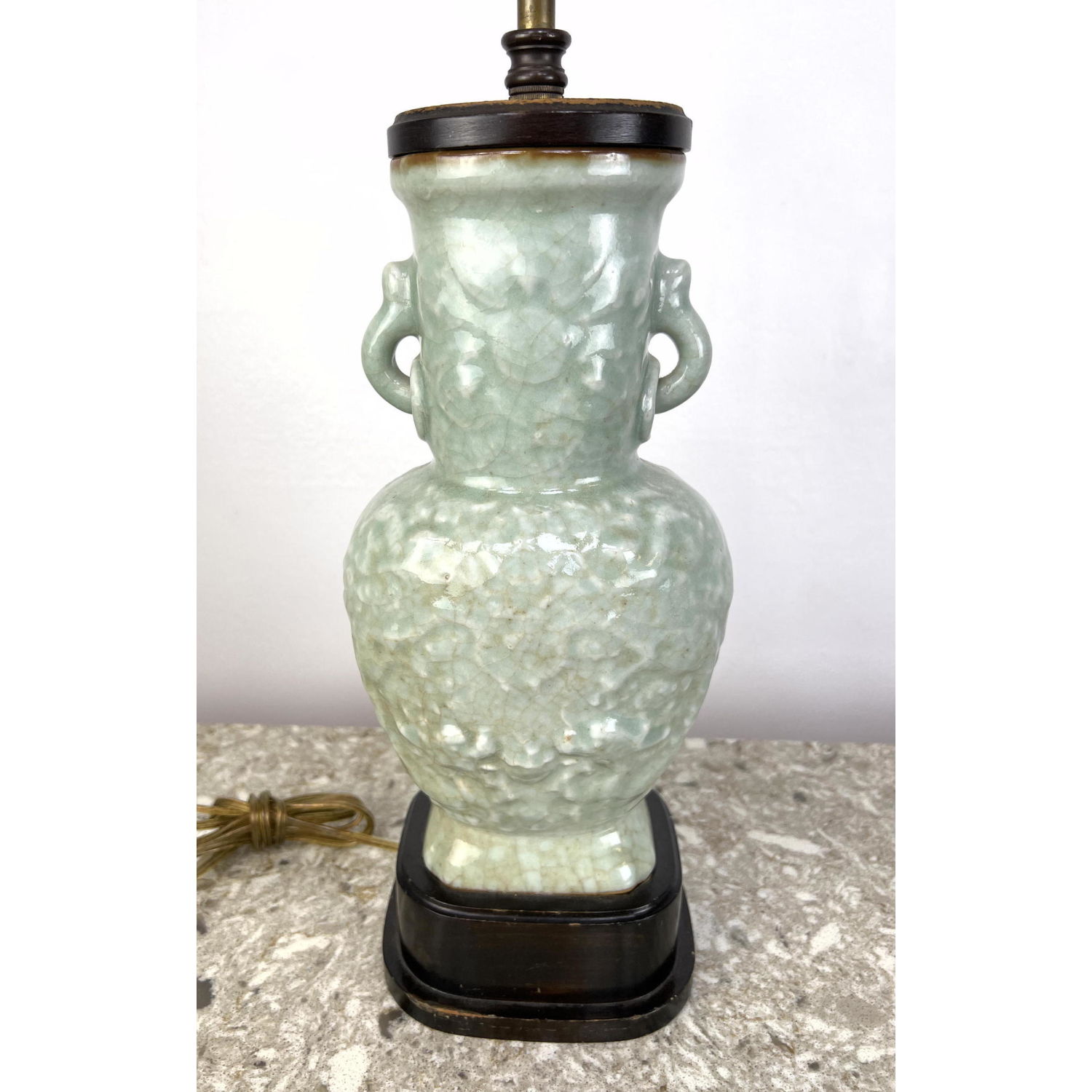 Appraisal: Celadon Glazed Pottery Urn Form Table Lamp Dimensions H inches