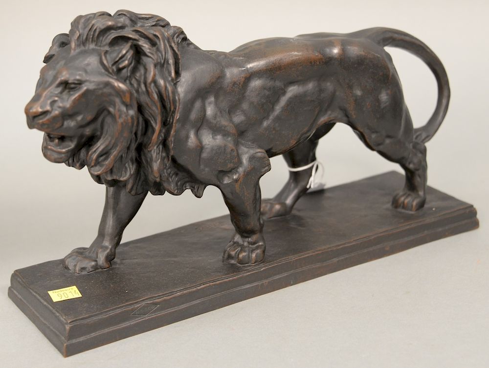 Appraisal: After Antoine-Louis Barye - bronze lion marked on base Barye