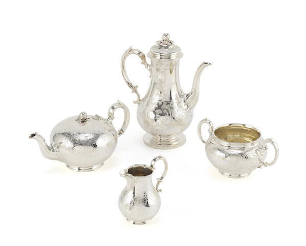 Appraisal: A matched Victorian silver four-piece coffee and tea service by