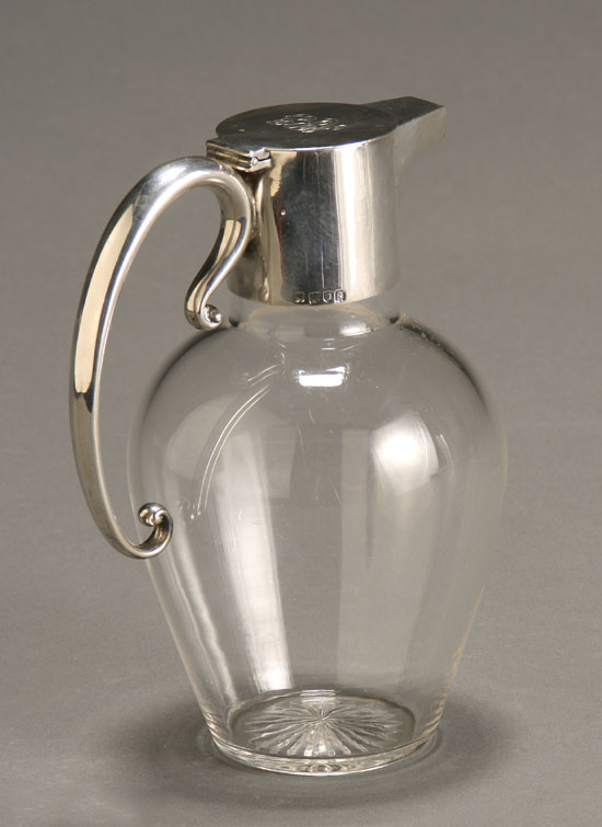 Appraisal: Edwardian Silver Mounted Cut Glass Claret Jug Design Attributed to