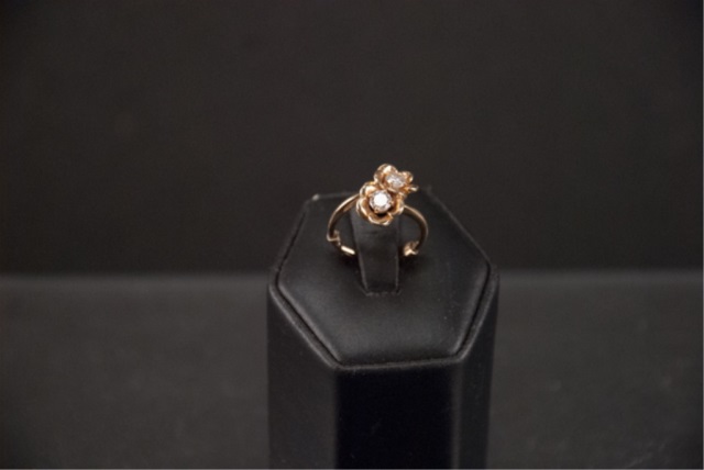 Appraisal: K Gold Ring with Two Clear Stones Acid tested K