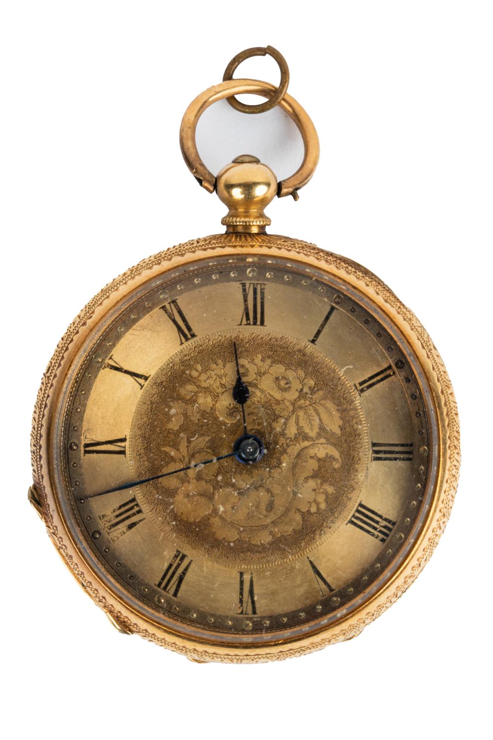 Appraisal: KARAT YELLOW GOLD POCKET WATCHthe case back inscribed 'From Mother