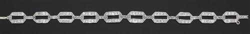 Appraisal: DIAMOND BRACELET ca Platinum Decorative Art D co bracelet with