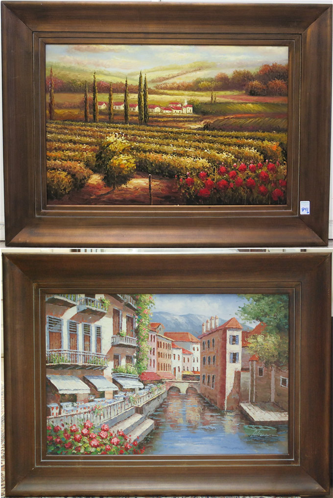 Appraisal: TWO LARGE OILS ON CANVAS Italian landscapes th st century