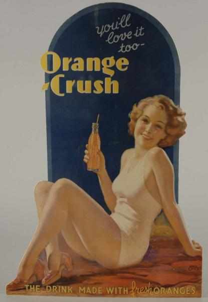 Appraisal: Cardboard Orange Crush Die-Cut Sign Description s Beautiful artwork featuring