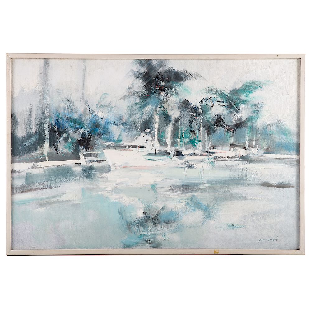 Appraisal: Charles Gruppe Inlet Florida Scene American b Oil on canvas