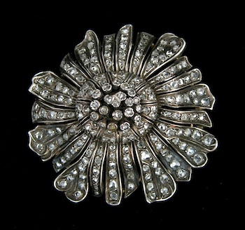 Appraisal: An Antique Diamond Flower Form Brooch Impressive in person this