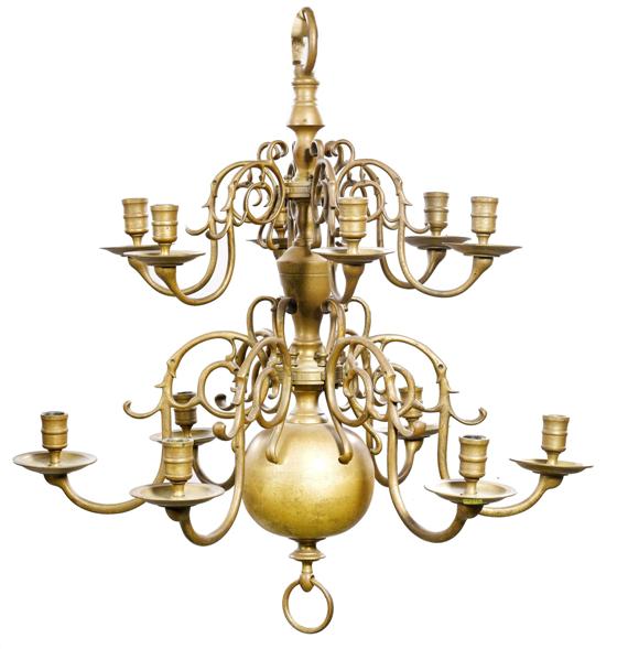 Appraisal: PAIR OF CHANDELIERS in Dutch Baroque style th c Bronze