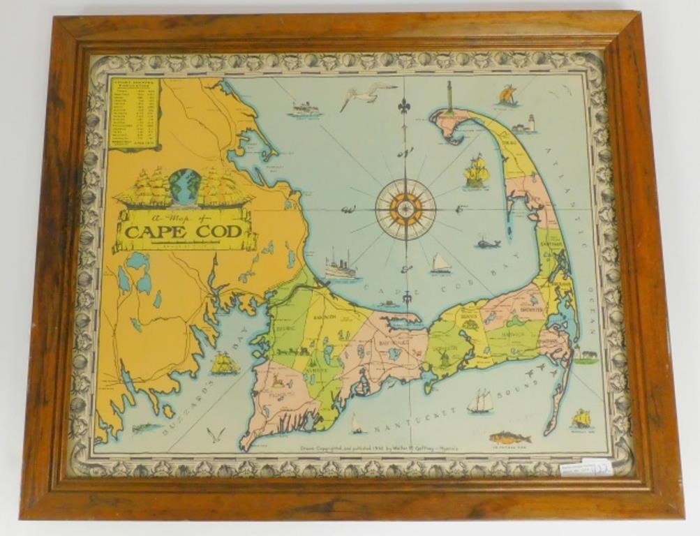 Appraisal: CAPE COD MAP BY WALTER M GAFFNEY Hyannis Signed by