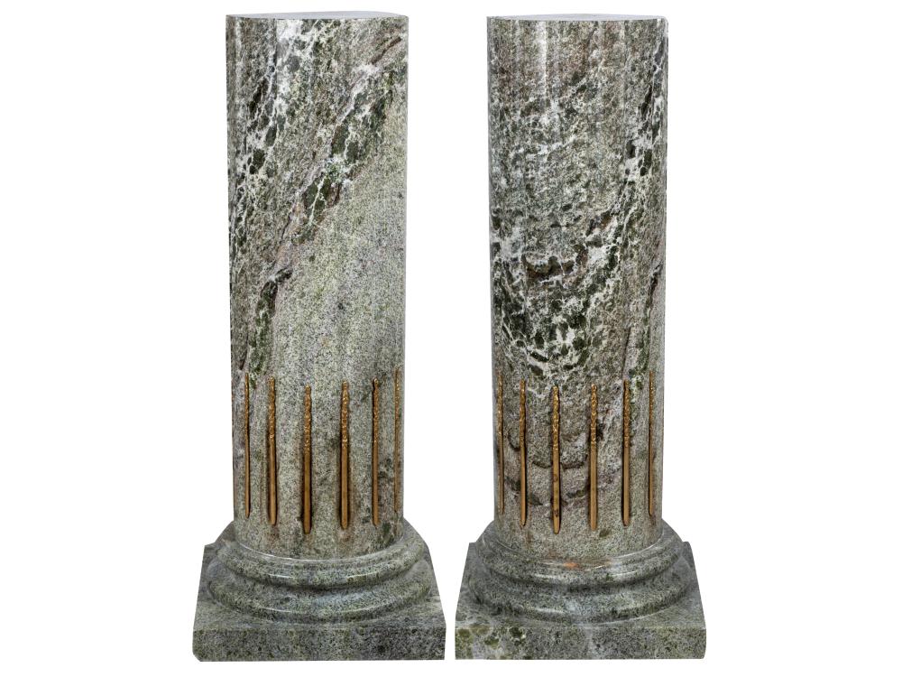 Appraisal: PAIR OF LOUIS XVI STYLE MARBLE PEDESTALSlate th early st