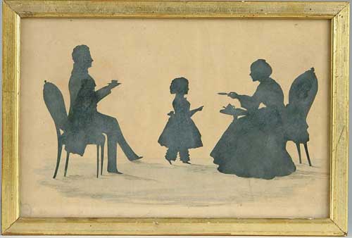 Appraisal: FRAMED FAMILY SILHOUETTE Image of father mother and daughter at