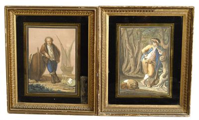 Appraisal: A pair of th century continental gouaches one depicting a