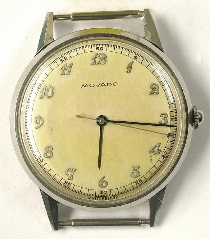 Appraisal: Movado large stainless steel gentleman's wristwatch head the off-white dial