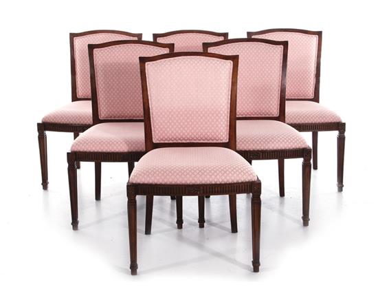 Appraisal: John Charles Sheraton style cherry and upholstered dining chairs set