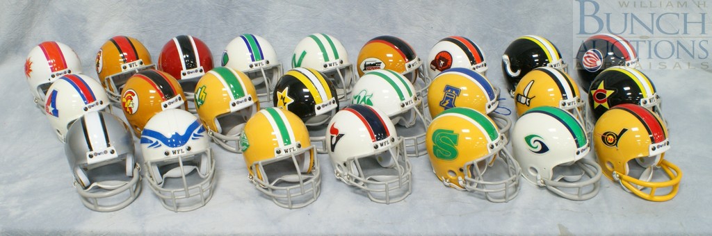 Appraisal: Riddell World Football League WFL mini replica collector football helmets