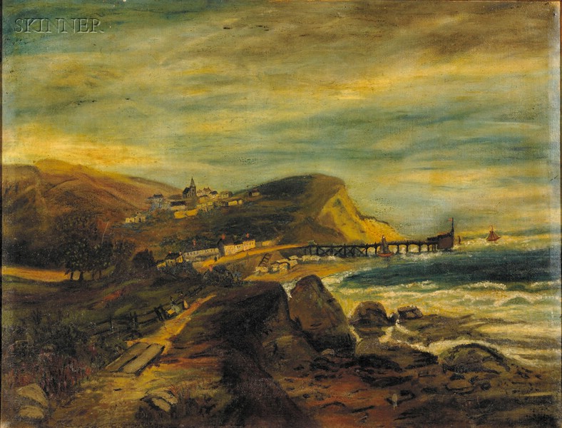 Appraisal: American School th Century Coastal View Unsigned Oil on canvas