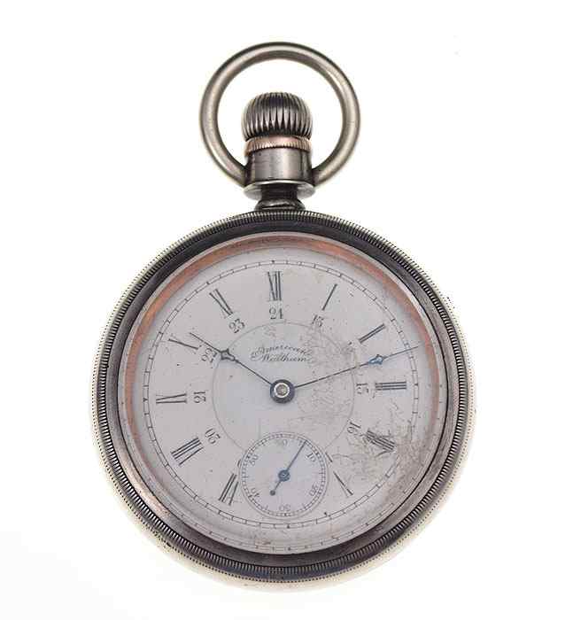 Appraisal: AMERICAN WALTHAM POCKET WATCH CA Size two tone coin silver