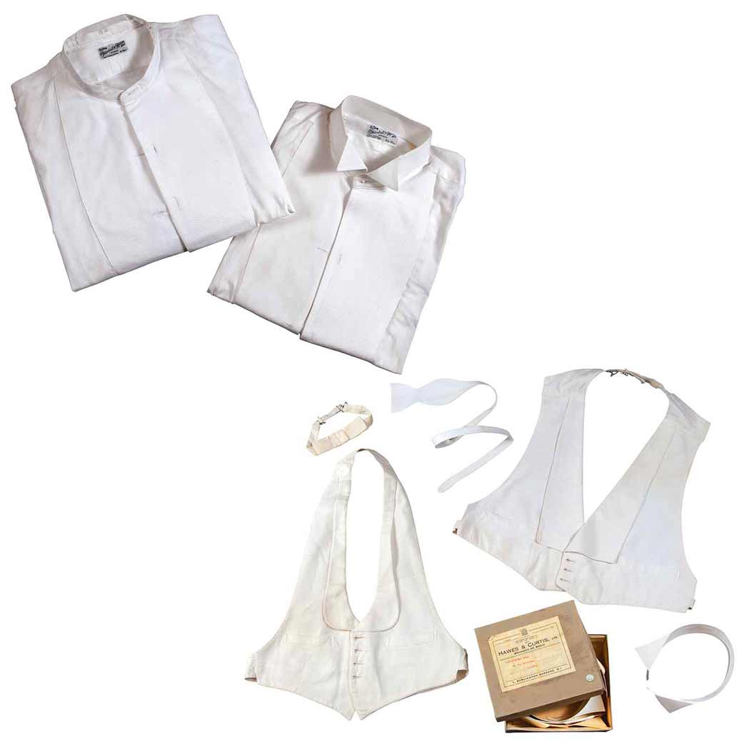 Appraisal: Group of White Tie Accoutrements Comprising a bib front dress