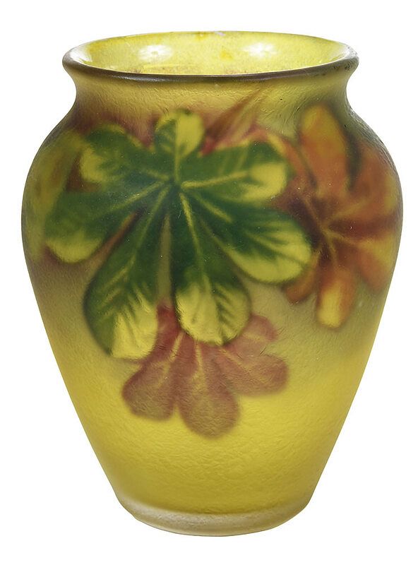 Appraisal: Pairpoint Co Ambero Reverse Painted Glass Vase American early th