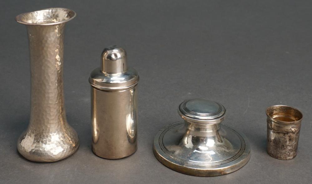 Appraisal: German -Silver Shot Cup American Sterling Bottle Canister Weighted Edinburgh