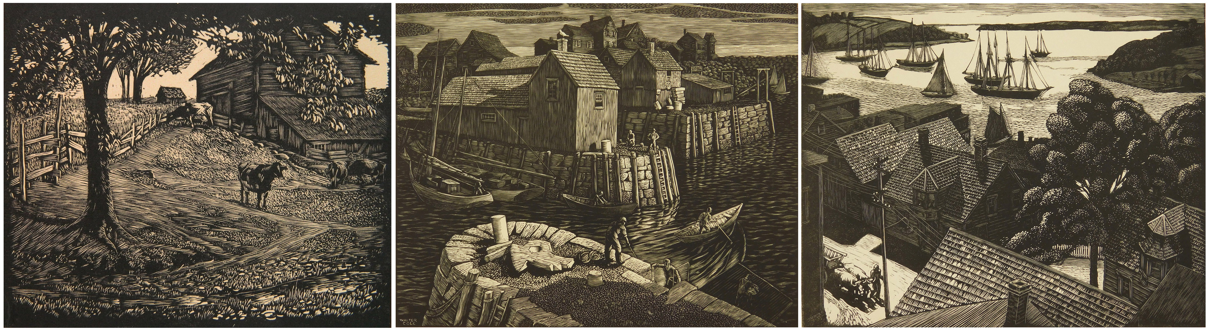 Appraisal: Walter Cole - ''Back of The Barn''- wood engraving signed