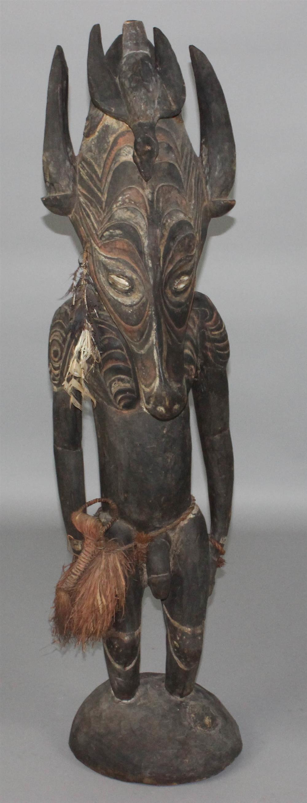 Appraisal: NEW GUINEA SEPIK RIVER LARGE CARVED POLYCHROME STANDING FIGURE WITH