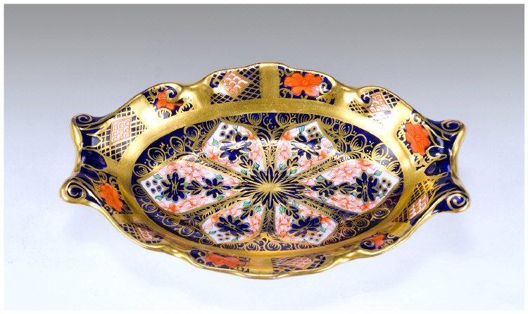 Appraisal: Royal Crown Derby Two Handled Pin Dish Imari Pattern Full