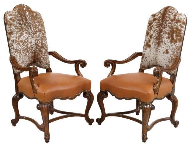 Appraisal: pair Louis XV style highback armchairs Maitland-Smith th c having