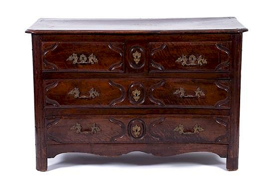 Appraisal: A Louis XV Provincial Walnut Commode Height x width x