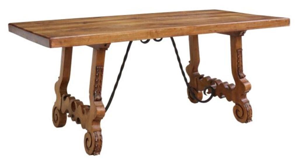 Appraisal: Spanish Baroque style walnut table th c four-board top rising